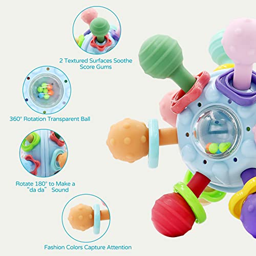 צעצועי נשכן בקיעת שיניים חושית לתינוק: צעצועי בקיעת שיניים לתינוקות 0-6 חודשים / צעצועי בקיעת שיניים לתינוק