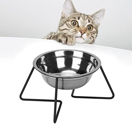 נירוסטה מוגבה כלב חתול מזון קערות העלה מנות לחיות מחמד קערה עם מעמד מתכת עבור מים ומזון חתולים