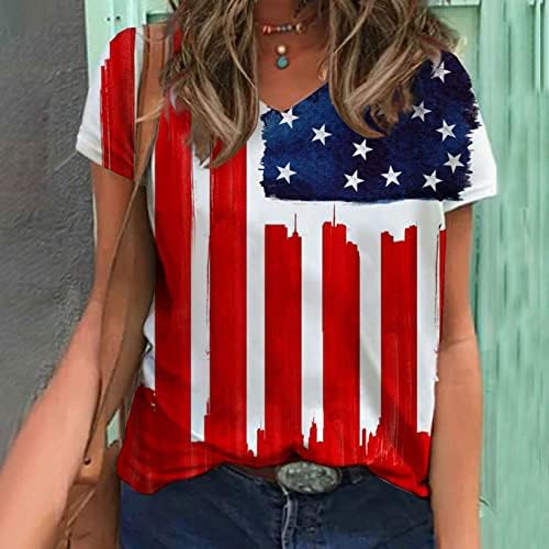 נשים 4 ביולי צמרות תלבושת יום העצמאות האמריקאית תלבושת מזדמנת חולצות פטריוטיות רופפות ארהב