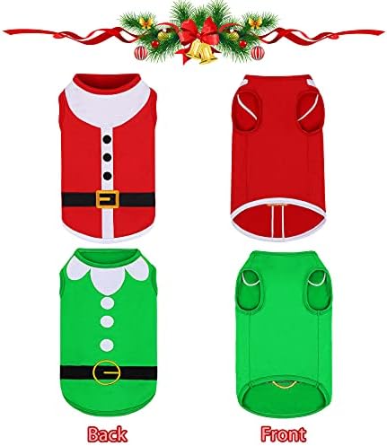 Pedgot 2 חבילה כלב חולצת חג מולד כותנה כותנה לחג המולד חולצת גורים ללא שרוולים חיית מחמד תלבושת שד תלבושת