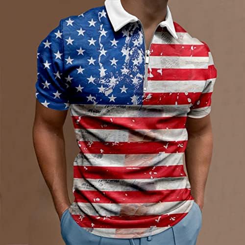 חולצות פולו דגל אמריקאיות של Ruiruilico לגברים 4 ביולי חולצות T פטריוטיות בקיץ שרוולים קצרים מזדמנים פולו