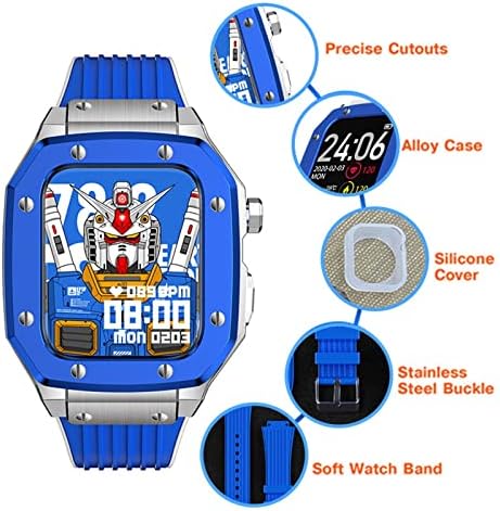 ערכת Mod Mod של Azanu עבור Apple Watch Case 7 6 5 SE 42 ממ 44 ממ 45 ממ רצועת סיליקון רצועת מתכת אביזרים