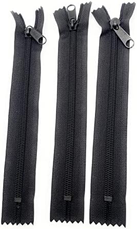 ניילון סליל 5 תיק יד שחור עם מחוון משיכה ארוך במיוחד - תחתית סגורה - צבע: שחור - בחר באורך שלך - 3 רוכסנים