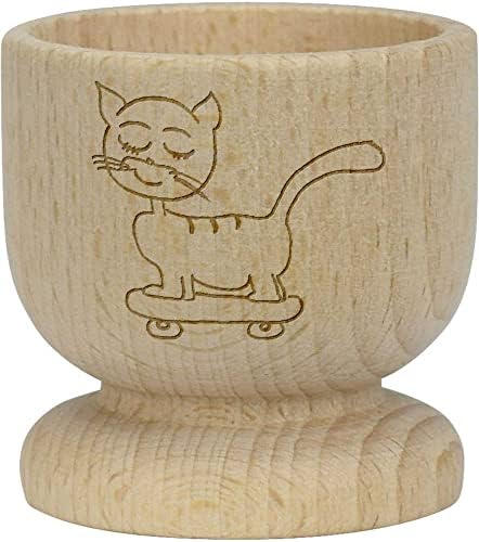 אזידה 'חתול סקייטבורד' כוס ביצה מעץ