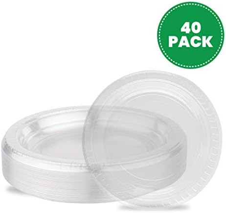 7 אינץ פרימיום מיקרוגל בטוח קריסטל ברור חד פעמי פלסטיק מסיבת צלחת חבילה של 40