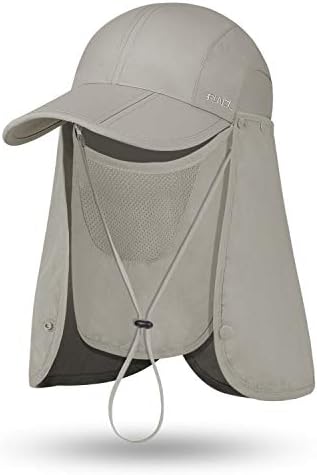 Runcl UV כובע הגנת שמש, כובע דיג, UPF 50+ כובע שמש מתקפל, כובע בייסבול עם דש צוואר נשלף כיסוי מלא כיסוי