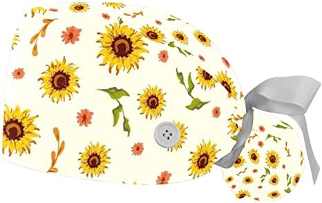 2 חבילות כובעי עבודה עם כפתור, דבורים חמניות חמודות חמודות כובעי קרצוף