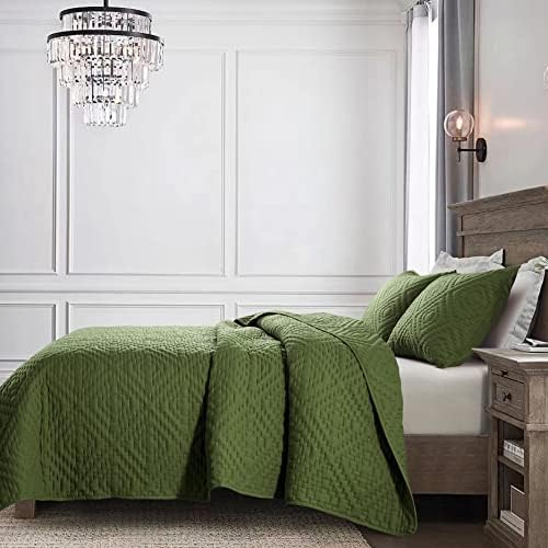 זית ירוק זית קווין מידה מיטות מיטה עם כריות בלאות, כוסות בוהו כהות בוהו קלות קלות קלות קלות