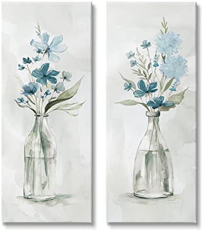 תעשיות סטופל אלגנטיות אינדיגו צנצנות פרחים לילך בצבעי מים רכים, עיצוב מאת קרול רובינסון