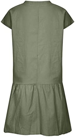 נשים מקרית סקסי אופנה עם צווארון קצר שרוול הדפסת כותנה פשתן נדנדה קצר חצאית בתוספת-גודל רופף שמלה