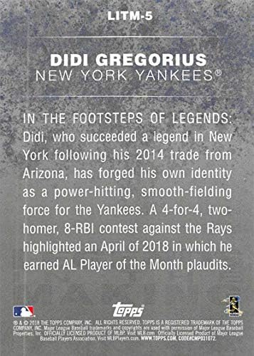 עדכון Topps לשנת 2018 ומדגיש אגדות סדרות בייסבול בהכנת LITM-5 DIDI GREGORIUS ניו יורק ינקי רשמי מסחר רשמי