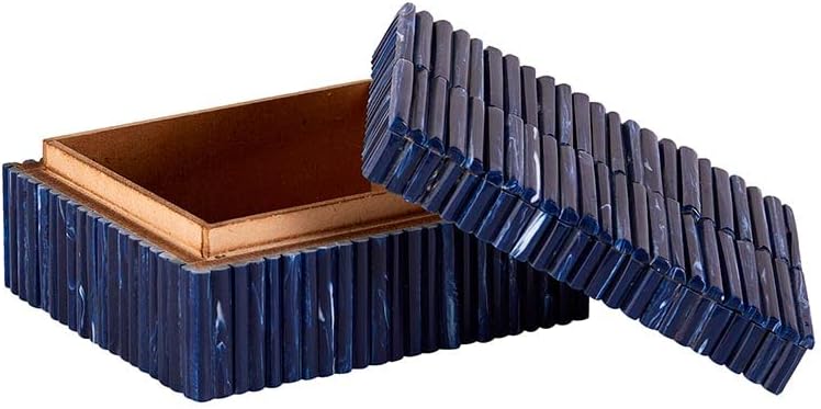 עצם 47 ועין עצם עיקרית דקורטיבית קופסת מזכרת ביתית לבית לשולחן, 5 L x 2 W x 4 H, פס כחול
