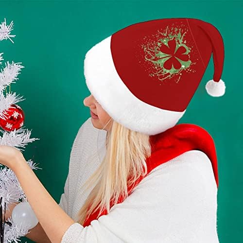 פטריק תלתן קטיפה חג המולד כובע שובב ונחמד סנטה כובעי עם קטיפה ברים ונוחות אוניית חג המולד קישוט