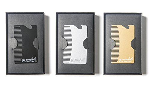 Go-Comb אוסף חיוני 3 חבילות בקופסאות מתנה-מסרקי גודל כרטיסי אשראי עם פתיחת בקבוקים ומראה