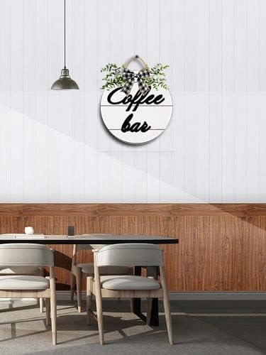 דלת קפה קפה שלט בר שחור ולבן חווה עגול קפה קפה קפה קיר-חווה שלטי מטבח שלטי מטבח