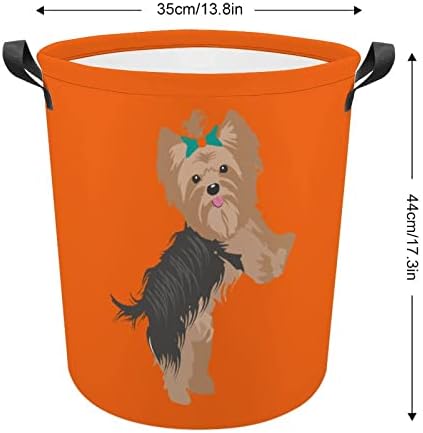 אמנות יורקשייר טרייר כלב כביסה סל מתקפל גבוה בגדי סל עם ידיות אחסון תיק