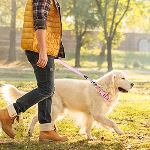 צווארון כלבים של אזוזה ניילון ורצועת רצועה, רצועה וצווארון סגנון בסיסי חזק ועמיד עם טבעת תג מזהה, זמין