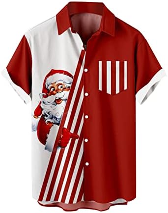 חולצת חג המולד של ZDDO לגברים בהוואי כפתור שרוול קצר בהוואי