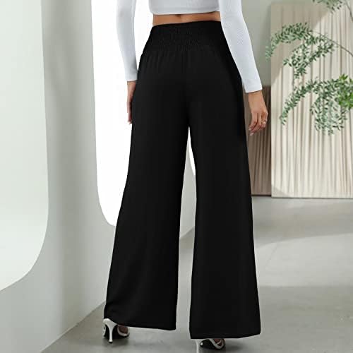נשים בבאגי מוצק צבע גבוהה מותן מקרית כפתור רחב רגל מכנסיים ג ' ינס ישר ארוך מכנסיים מכנסיים