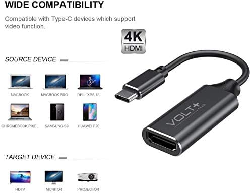 עבודות מאת Volt Plus Tech HDMI 4K USB-C ערכת תואם למתאם מקצועי Oppo A16S עם פלט דיגיטלי מלא של 2160p,