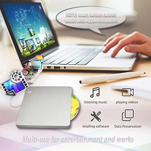 A-KKSXJ משודרג DVD/CD חיצוני עבור מחשב נייד/מחשב, USB3.0 Type-C Superdrive, תואם ל- Mac/Windows/Linux,